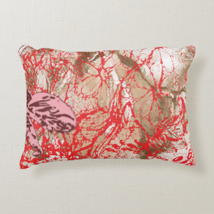 Vibrant red fabric design featuring intricate flor decorative cushion