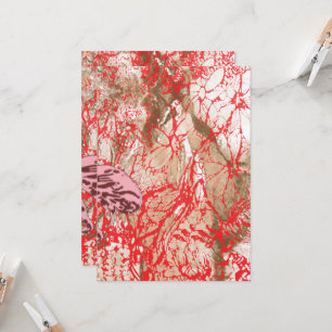 Vibrant red fabric design featuring intricate flor invitation