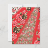 Vibrant red fabric featuring intricate floral and