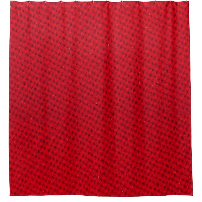 Vibrant Red Fabric Texture Shower Curtain (Front)