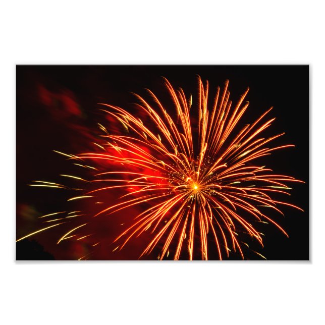 vibrant red fireworks display against black sky photo print (Front)