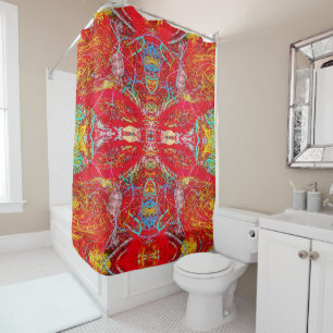 Vibrant red fishing nets XL-size pattern Shower Curtain