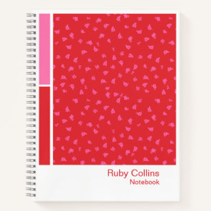 Vibrant Red Floral Vertical Palette Notebook