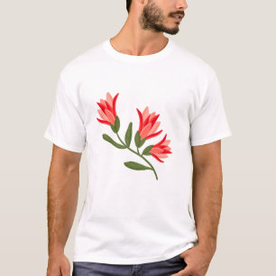 Vibrant Red Flower Illustration: A Stunning Botani T-Shirt