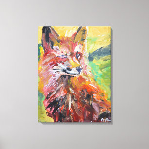 Vibrant Red Fox Expressionist Canvas Print