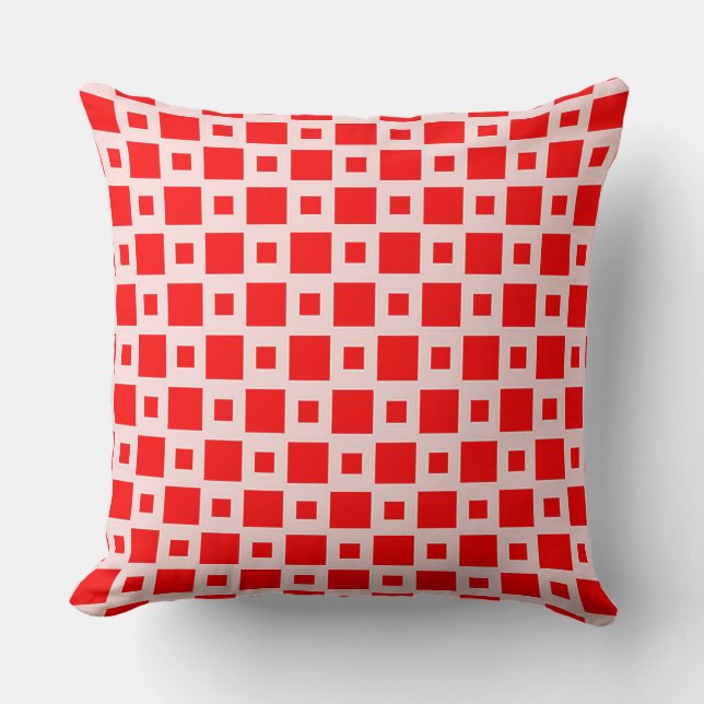 Vibrant Red Geometric Pattern Cushion (Front)