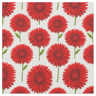 Vibrant Red Gerbera Daisy Bouquet Fabric