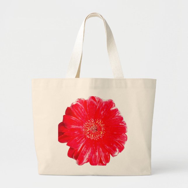 Vibrant Red Gerbera Daisy Jumbo Tote Bag (Front)