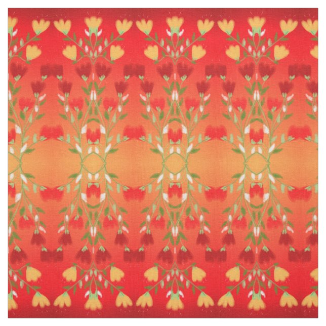 Vibrant Red Gold With Green Fabric (Swatch)