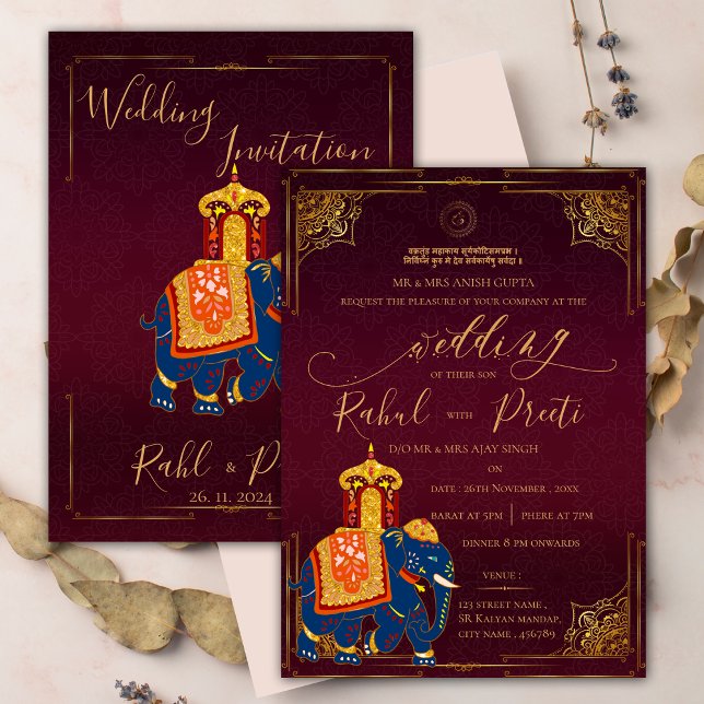 Vibrant Red Gold With Lord Ganesh Indian Wedding Invitation (Vibrant Red Gold With Lord Ganesh Indian Wedding Invitation)
