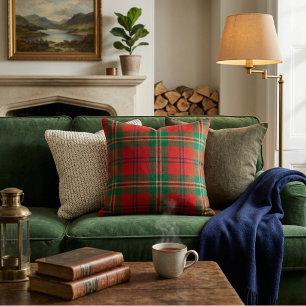 Vibrant Red & Green Tartan Plaid Cushion