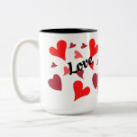 Vibrant red hearts background Two-Tone coffee mug<br><div class="desc">this design is beauty and vibrant hearts pattern,  it is special for color hearts lover,  you can give it as a gift to a friend,  family,  ideal on christmas,  birthday,  valentine</div>