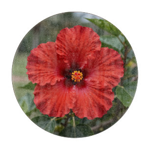 Vibrant Red Hibiscus Tropical Bloom Cutting Board