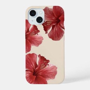 Vibrant Red Hibiscus Tropical Floral iPhone 15 Case