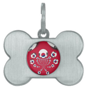 Vibrant Red Kaleidoscope South Korea Design Pet Name Tag