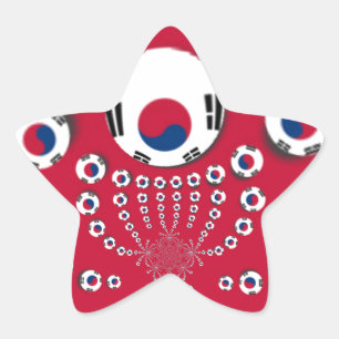 Vibrant Red Kaleidoscope South Korea Design Star Sticker