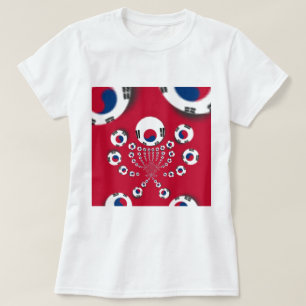 Vibrant Red Kaleidoscope South Korea Design T-Shirt