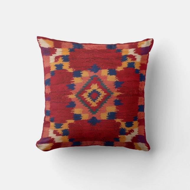 Vibrant Red Kilim Pillows: A Bold Statement  Cushion (Front)