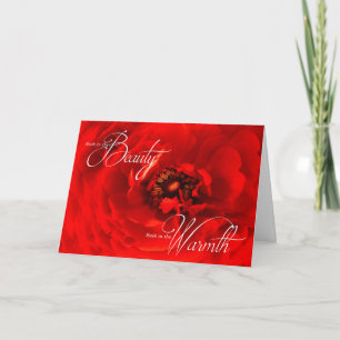 Vibrant Red Macro Flower Photograph Birthday Card