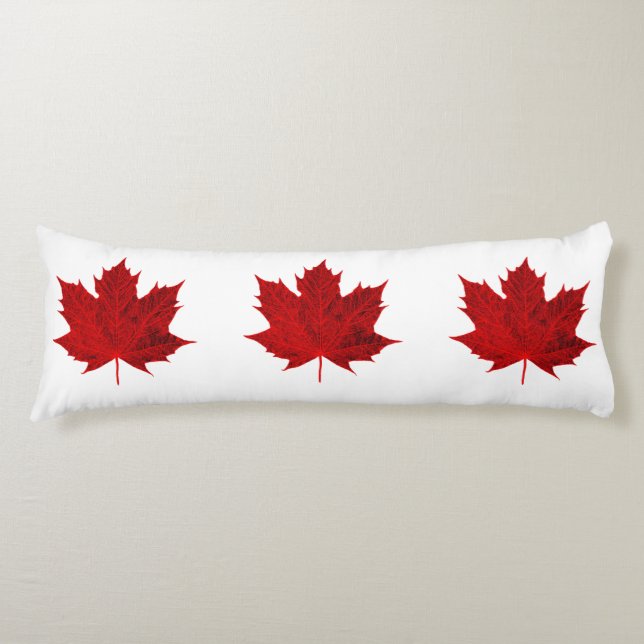 Vibrant Red Maple Leaf Body Cushion (Front)