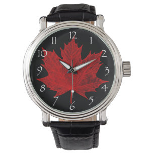 Vibrant Red Maple Leaf-Canada Watch