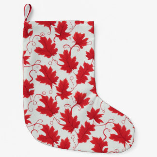 Vibrant Red Maple Leaf Pattern Small Christmas Stocking