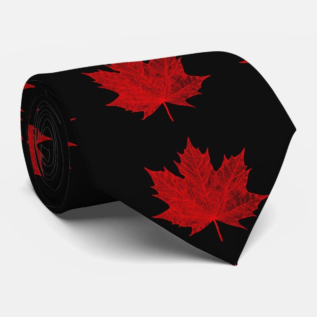 Vibrant Red Maple Leaf Tie (Rolled)
