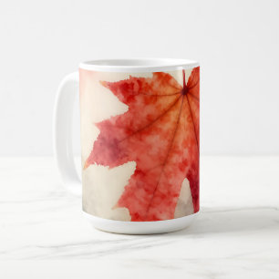 Vibrant Red Maple Leaf Watercolor Coffee Mug