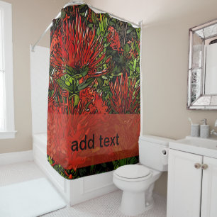 Vibrant Red Orange Firebush  Shower Curtain