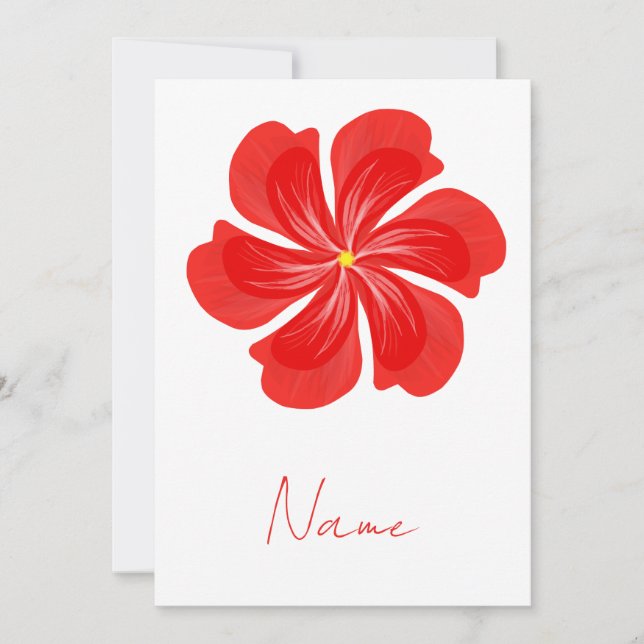 Vibrant Red Petal Bloom - Minimalist Floral Art Invitation (Front)