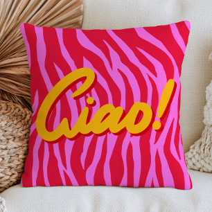 Vibrant Red& Pink Zebra Print Pattern Ciao! Cushion