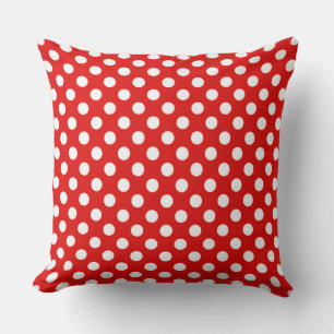Vibrant Red Polka Dot Pattern Design Cushion