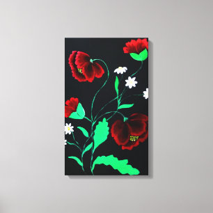 Vibrant red poppies canvas print