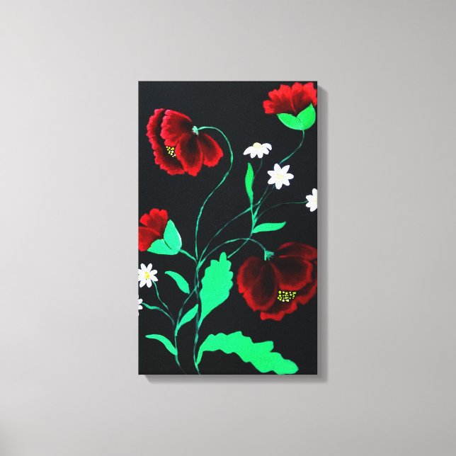 Vibrant red poppies canvas print (Front)