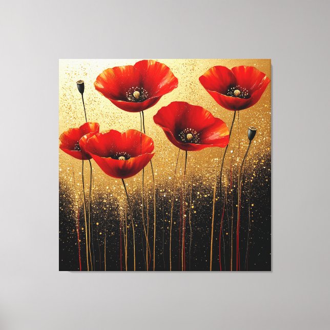Vibrant Red Poppies in Bloom Canvas Print (Front)