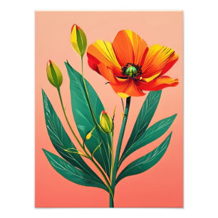 Vibrant Red Poppy Floral Art Print