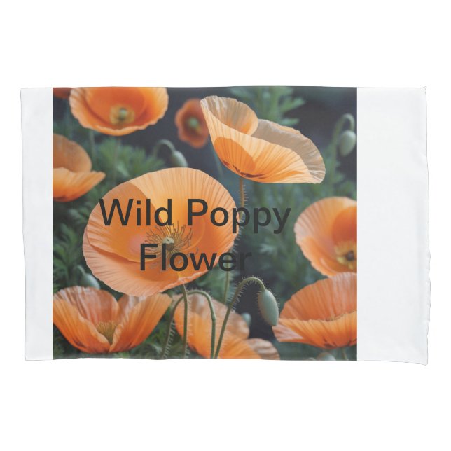  Vibrant Red Poppy Flower Pillowcase (Front)