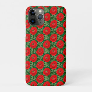 Vibrant Red Ranunculus Floral Pattern iPhone 11 Pro Case