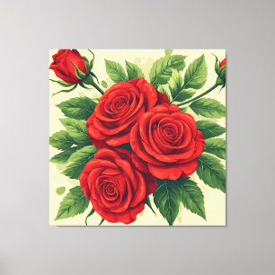 Vibrant Red Rose Bouquet Canvas Print