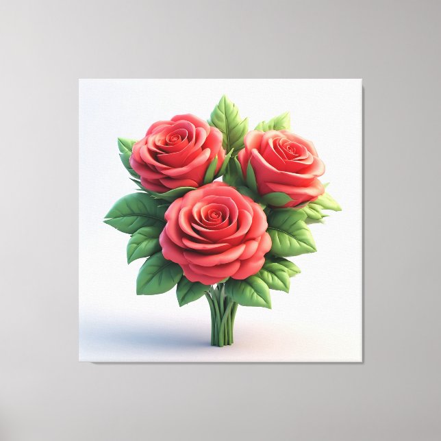 Vibrant Red Rose Bouquet Canvas Print (Front)