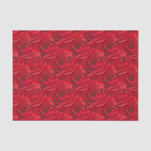 Vibrant Red Rose Floral Photo Abstract Pattern Tissue Paper