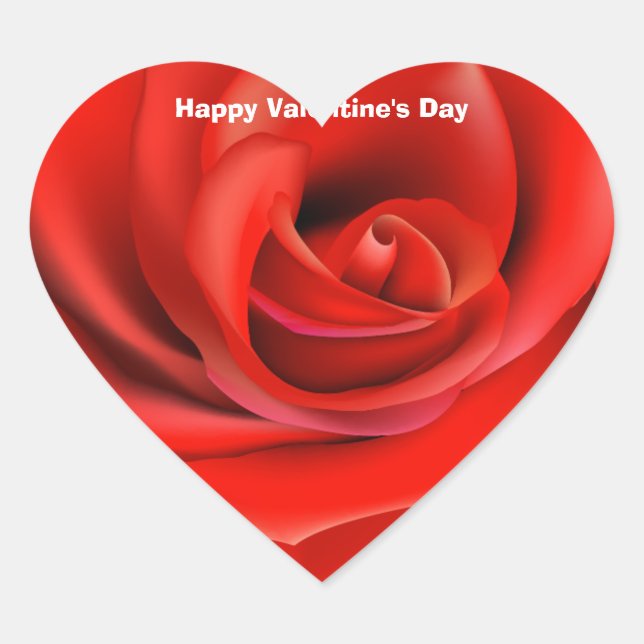 Vibrant Red Rose Heart Sticker (Front)