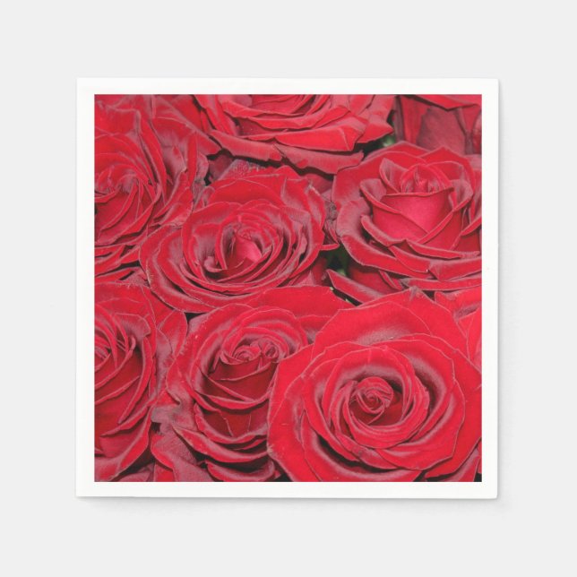 Vibrant Red Roses Napkin (Front)