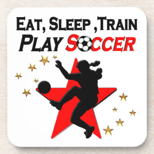 VIBRANT RED SOCCER PLAYER DESIGN COASTER