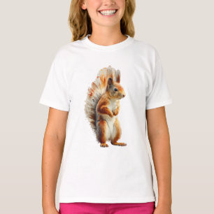 Vibrant Red Squirrel Watercolor Illustration Kids T-Shirt
