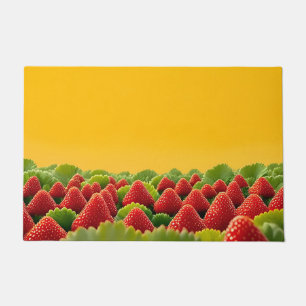 Vibrant Red Strawberry Field Doormat