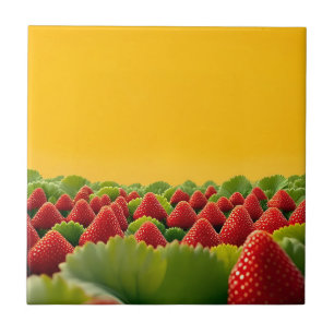 Vibrant Red Strawberry Field Tile