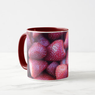 Vibrant Red Strawberry Pattern Ceramic Coffee Mug