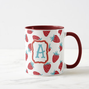 Vibrant Red Strawberry Pattern Ceramic Coffee Mug