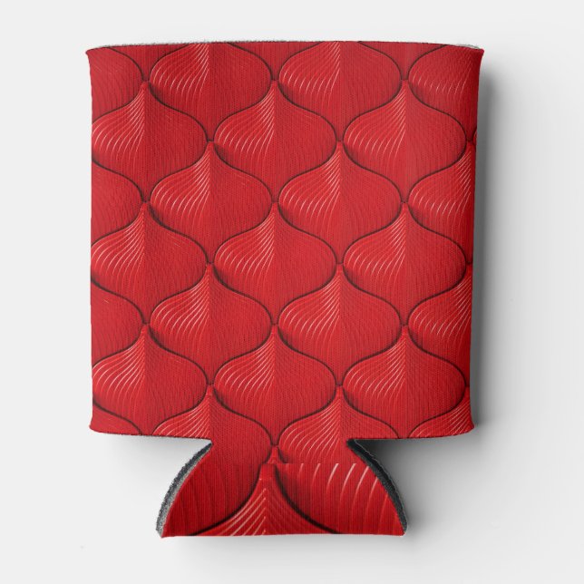 Vibrant Red: Textured Background Can Cooler (Front)